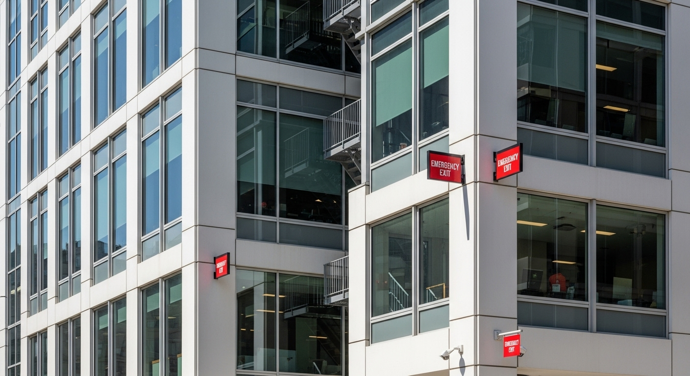 Professional NYC building showcasing fire safety compliance features